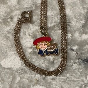 Vintage Buster Brown & Tige Children's Enamel Character Pendant and Necklace